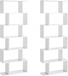 VASAGLE LSS037W01 Bookcase Set of 2 Shelves with 6 Levels Standing Shelf Office Shelf Freestanding Decorative Shelf Display Modern for Living Room Bedroom Office White