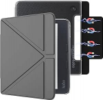 E NET-CASE eemaldatav magnetiline &uuml;mbris 7-tollisele Kobo Libra Colour (2024) / Kobo Libra 2 (2021) e-lugerile, ultra l&auml;bipaistev, lihtne eemaldada ja paigaldada, automaatne puhke-/&auml;rkamisrežiim (must)