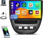 6G + 128G 8Core GOHHDL Android Autoradio Peugeot 107 / Citroen C1 / Toyota Aygo 2004-2014 koos Carplay & Android Car, 10.1-tolline puuterraadio BT GPS WiFi FM/RDS peegel Link SWC tagantvaate kaameraga