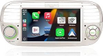 Raadio Fait 500 2007-2015 autoraadio koos juhtmevaba CarPlay Android autoga (valge)