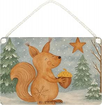 Mr. & Mrs. Panda Sign Squirrel Christmas Design DIN A4 - Kingitus, hea slaid, head uut aastat, puidust tahvel, j&otilde;ulutervitus, uksesilt, uusaasta, puust m&auml;rk, puust pilt, Frohe, Familie