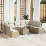 Rantry 10-teiliges Garten-Sofa-Set mit Kissen in Braun aus Poly-Rattan Gartenlounge Model3355900