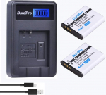 DuraPro LI-92B DB-110 akud + LCD USB laadija Ricoh GR III, Ricoh WG-6, Ricoh G900, G900SE; Olympus Tough TG-5, TG-Tracker, SH-1, SH-2, SP-100 IHS, TG-1 iHS kaamerate jaoks Pack of 2