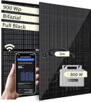 VALE R&otilde;duelektrijaam Bifazial 900 Wp Full Black EcoFlow Stream Inverter 800 W kvaliteetne p&auml;ikesepaneelide komplekt 5 m vahelduvvoolukaabel koos rakenduse juhtimisega