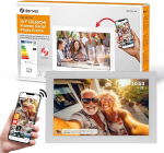 Denver Digitaler Bilderrahmen Wei&szlig; 10,1 Zoll mit WLAN - Frameo Digital Photo Frame mit Touchscreen & 16 GB Speicher - Elektrischer Fotorahmen mit App-Steuerung, USB & microSD, Bilderrahmen Digital