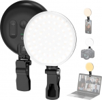 Smiling Shark Camera Photo Light, Portable Video Light with Clip 2500 mAh Rechargeable Dual Colour Temperature Dimmable CRI 97+ Rotatable Cold Shoe Camera LED Fill Light for Live Tablet Laptop Mobile