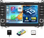 CAMECHO 4G + 128G Android 15 autoraadio Mercedes Benz W169 B200/W245 W639 Viano Sprinterile koos Apple Carplay Android Car, Double DIN 8-tollise puuteekraaniga koos GPS RDS/FM/EQ Bluetooth 5.0 Canbusiga