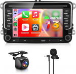 Hodozzy Carplay autoraadio VW Passat Golf Seat Altea Skoda Octavia jaoks USB/USB-C/Navi/WiFi, 7-tolline VW autoraadio Bluetooth Android Car/EQ/Mirror Link/FM/RDS/SWC + tagurduskaamera