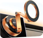 Magnetiline autotelefoni hoidik - VMAG S3 2026 metallist kahesuguse vardaga ja laiendatud ulatusega, &uuml;hildub iPhone 17 Pro Max, 16-12 ja Androidiga (magnetr&otilde;ngaga), oranž