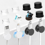 Kabelhalter-Clips, um 360 &deg; drehbar, ohne R&uuml;ckst&auml;nde, Selbstklebende Kabelf&uuml;hrung, Draht-Organizer f&uuml;r USB/HDMI/Telefonladung, Schreibtisch/PC/Auto/Wand/B&uuml;ro/Zuhause, Schwarz und Wei&szlig;, 12