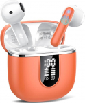 Bluetooth k&otilde;rvaklapid, juhtmevabad Bluetooth 5.4 k&otilde;rvaklapid 4 ENC m&uuml;ravastase mikrofoniga, 40-tunnised k&otilde;rvaklapid LED-ekraaniga, USB-C, oranž