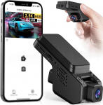 Veement Dash Cam auto ees ja sees 2.5 K + 1080p, Mini Dash Cam autokaamera 32 GB kaardiga, Super Night Vision, 4 IR LED, 165&deg; lai nurk WDR, G-sensor, Loop salvestamine, 24H parkimisrežiim (Dark).