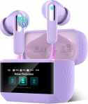 Bluetooth k&otilde;rvaklapid koos puuteekraaniga, k&otilde;rvaklapid juhtmevabad Bluetooth 5.4 koos ANC/ENC mikrofoniga, HiFi stereok&otilde;rvaklapid 5 EQ-režiimiga, IP7 veekindel, USB-C, lilla