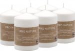 M&uuml;ller Kerzen PRO NATURE Pillar Candles Pressed - Valge Steariinik&uuml;&uuml;nal - 6 tk - 6,8 x 10 cm - Looduslik vaha - Parafiini- ja palmi&otilde;livaba - l&otilde;hnatu - RAL-kvaliteet