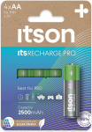 ITSON, AA Pro patareid, 4 tk, v&otilde;imsad laetavad patareid, mahutavus min. 2500 mAh, pakend: 95% taaskasutatud pakend, valmistatud Jaapanis, parimad m&auml;ngukontrollerite, laste m&auml;nguasjade jaoks.