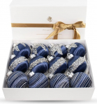 12 t&uuml;kki Satin Christmas Baubles Luksuslik siidist puu rippuvad kaunistused j&otilde;ulup&auml;rja garland pulmapeo jaoks (sinine)