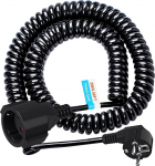 Spiraalne pikenduskaabel, spiraalne pikenduskaabel 2 m, Euro Plug spiraalkaabel, 0,8 m kuni 2 m, kaitsekontaktiga spiraalkaabel siseruumides (250 V/13 A, must)