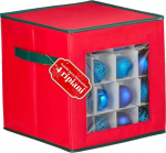 Avilia Organizer f&uuml;r 64 Weihnachtskugeln aus TNT 30 x 30 x 30 cm mit transparentem Frontfenster, modularen F&auml;chern und robustem Rei&szlig;verschluss f&uuml;r Weihnachtsdekorationen, leicht zu verstauen und zu