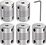 sourcing map Wellenkupplung aus Aluminiumlegierung, 4 mm bis 4 mm, flexible Kupplung, Motorverbinder, Schrittmotor-Kupplung f&uuml;r CNC-Maschinen und 3D-Drucker (L25 x D19), 5 St&uuml;ck