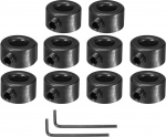 sourcing map Bore 6 mm Shaft Collar 13 mm OD 8 mm Thick Carbon Steel Chassis Stopper Wheel Collar with Set Screw & 2 Hex Keys for Machine Tool Industry (Black, Pack of 10)