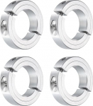 sourcing map 4 Pieces Double Split Clamp for 1-3/8" Shank, Two Piece Clamp Collar 2-1/4" OD, 9/16" Thickness, Aluminum Alloy Set Screw Split Collar Clamp