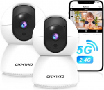 CiKiKWXO 2.4/5GHz WiFi Surveillance Camera, 2 Pack - Indoor Security Camera with 2K (3MP), Pan & Tilt, Motion Detection, Night Vision, Two-Way Audio, Alexa/Google Assistant