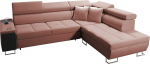 Mirjan24 Domiko VII Corner Sofa with Sleep Function and Bed Box with Bar Compartment, USB Connection, Socket, Adjustable Headrests, Corner Couch (Uttario Ve. 2955, Side: Right)