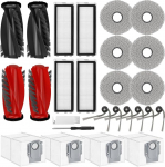 26-osaline tarvikute komplekt Roborock Qrevo Curv/Qrevo Curv S5X/Qreve/Qrevo Edge S5V jaoks, 2 kahekordset peaharja, 6 k&uuml;lgharja, 4 HEPA-filtrit, 6 p&uuml;hkimispatja, 4 tolmukotti, 1 puhastushari, 1 kruvikeeraja.
