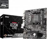 MSI A520M-A PRO Gaming emaplaat (AMD AM4, DDR4, PCIe 3.0, SATA 6Gb/s, M.2, USB 3.2 Gen 1, DVI/HDMI, Micro-ATX)