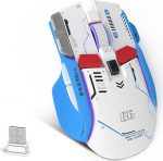 G6 Tri-Mode Mouse, juhtmega 2.4G Bluetooth hiir t&uuml;&uuml;p C, 11 RGB taustavalgustusega, mehaaniline m&auml;nguhiir 10 nupu ja tulekahju nupuga, reguleeritav DPI, Windows
