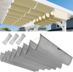 T&otilde;mmatav lainemarkiis, reguleeritav varjukate, veekindel p&auml;ikesekaitse, p&auml;ikesekaitse UV-kiirguse eest pergola, aed, varjualune, 2 x 3 m (W x L), hall valge