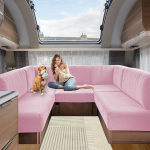 Katted haagissuvila polsterdamiseks Velvet, libisemisvastased matkaauto istmekatted koordiga, diivanipadi kaitsekatteks, haagissuvila polsterdamiseks, pestav (roosa, W 160-190 cm, D 90-110 cm).