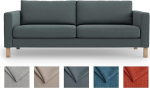 MASTERS OF COVERS Snug Fit Karlstad 3-kohaline diivanikate (mitte 2-kohaline) IKEA Karlstad kolmekohalisele slipcover asendus tume hall (pikkus 80")