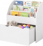 Bellabino Koro laste raamaturiiul - lastetoa riiul 3 sektsiooniga raamatute jaoks - Montessori laste riiul koos sahtliga - m&auml;nguasjade hoidmise riiul valge v&auml;rvi - puidust m&auml;nguriiul 79 x 34 x 72 cm