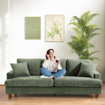 Domusensus 3-kohaline diivan Big, 221 cm n&ouml;&ouml;riga diivan elutuppa t&ouml;&ouml;riistavaba kokkupanek, magamistoa diivanid 53 cm ekstra s&uuml;gavad istmed, mugav diivan 2 padjaga, kaasaegne diivan kontorisse, suur diivan diivan, roheline