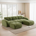 U-kujuline 3-kohaline moodulsuvila, raamita moodulisuvila, sisaldab 2 jalatsi, sobib elutuppa, mugav kangas, libisemisvastane disain, ei vaja kokkupanekut (roheline)