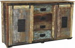 Jupiter Recycled Reclaimed Wood with Metal Sideboard, Multi-Colour
