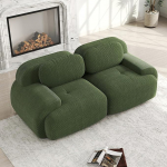 Bladez Loveseat Modulaarne diivan Corduroy kangast, kaasaegne 2-kohaline diivan kumerate k&auml;etugedega, libisemisvastane alus, kokkupanekuta, elutuppa, k&otilde;rge elastne istmepadi (roheline, 2-kohaline)