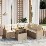 Rantry Garden Diivan komplekt 7 t&uuml;kki koos padjadega beež pol&uuml;rattan m&ouml;&ouml;blikomplekt diivan voodi elutuba diivan komplekt diivanid v&auml;ljas aed &otilde;uem&ouml;&ouml;bel s mudel 3273095