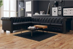 Chesterfield nurgadiivan 6-kohaline kunstnahast must diivan diivan elutuppa magamistuppa korterisse k&uuml;lalistetuppa kontorisse