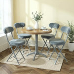 MEUBLE Hubane s&ouml;&ouml;gitooli komplekt 4 kokkupandavat seljatoega k&ouml;&ouml;gitooli Polsterdatud tool Kunstkarusnahast metallist jalad Hall