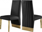 Meridian Furniture Porsha kollektsiooni modernne s&ouml;&ouml;gitool kanaliga tupsutatud seljatoega ja tugevate metalljalgadega, must kunstnahk, polsterdatud, 49,5 x 68,6 x 106,7 cm, 2 tk, komplektis.