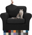 YEMYHOM Plaid 2 tk toolikatted elutuppa, k&otilde;rge venivusega paksendatud toolikatted koos k&auml;etugedega, libisemisvastane elastne tooli, diivani, diivan, Slipcover (tool, must)