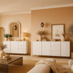 Lomadox Wohnzimmer M&ouml;bel Set in Wei&szlig; modern mit Kommode & Sideboard, 2-teilig, Anrichte, Kommode, Stauraum, Schrank, Schr&auml;nke, Stauraumschrank mit T&uuml;ren, Wohnzimmer-Set, Esszimmer-Set, Esszimmer-Set