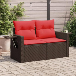 Gartensofa Poly Rattan braun als 2-Sitzer Gartensofa mit Kissen und abnehmbare Kissen inklusive Beistelltisch