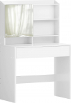 VASAGLE RDT118W01 Riietuslaud koos peegli ja &uuml;he sahtliga Kosmeetikalaud reguleeritavad riiulid Modern 40 x 70 x 136 cm Pilvivalge