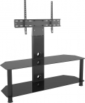 Teleri statiiv 32 - 65-tollise LCD/LED/Plasma teleri statiiv koos klambriga koos kaablijuhiga ja mustade klaasist riiulitega Max. 45 kg