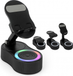 Telefoni alus koos juhtmevaba Bluetooth-k&otilde;lariga - Induktsioonk&otilde;lar reguleeritava telefonihoidjaga, juhtmevaba induktsioon koos laadimisega, &uuml;hildub Android, iPad, Samsung, tahvelarvuti (must)