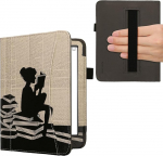 kwmobile Flip Case &uuml;hildub Amazon Kindle Paperwhite (2024)/Colorsoftiga - esiosa k&auml;terihm - lugemisnaised mustad beežid