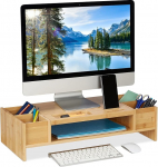 Relaxdays Bambusest monitoride aluse alus koos kambritega HBT 15,5 x 62,5 x 28 cm Monitoride alus laud naturaalne